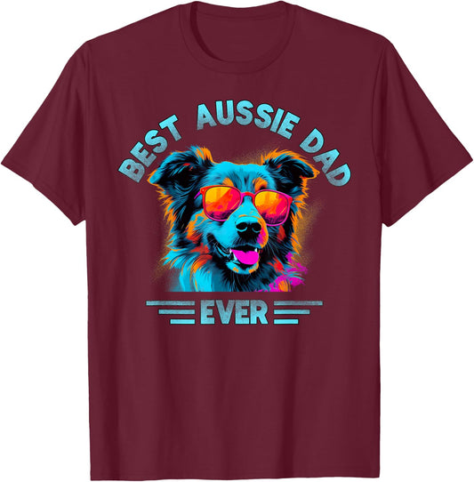 Aussie DAD Australian Shepherd T-Shirt - T-Shirt | Maroon