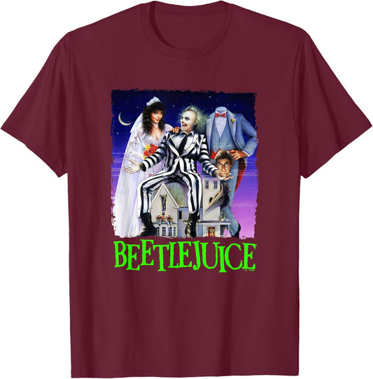 Beetlejuice Spooky Vintage Title Movie Poster T-Shirt - T-Shirt | Maroon