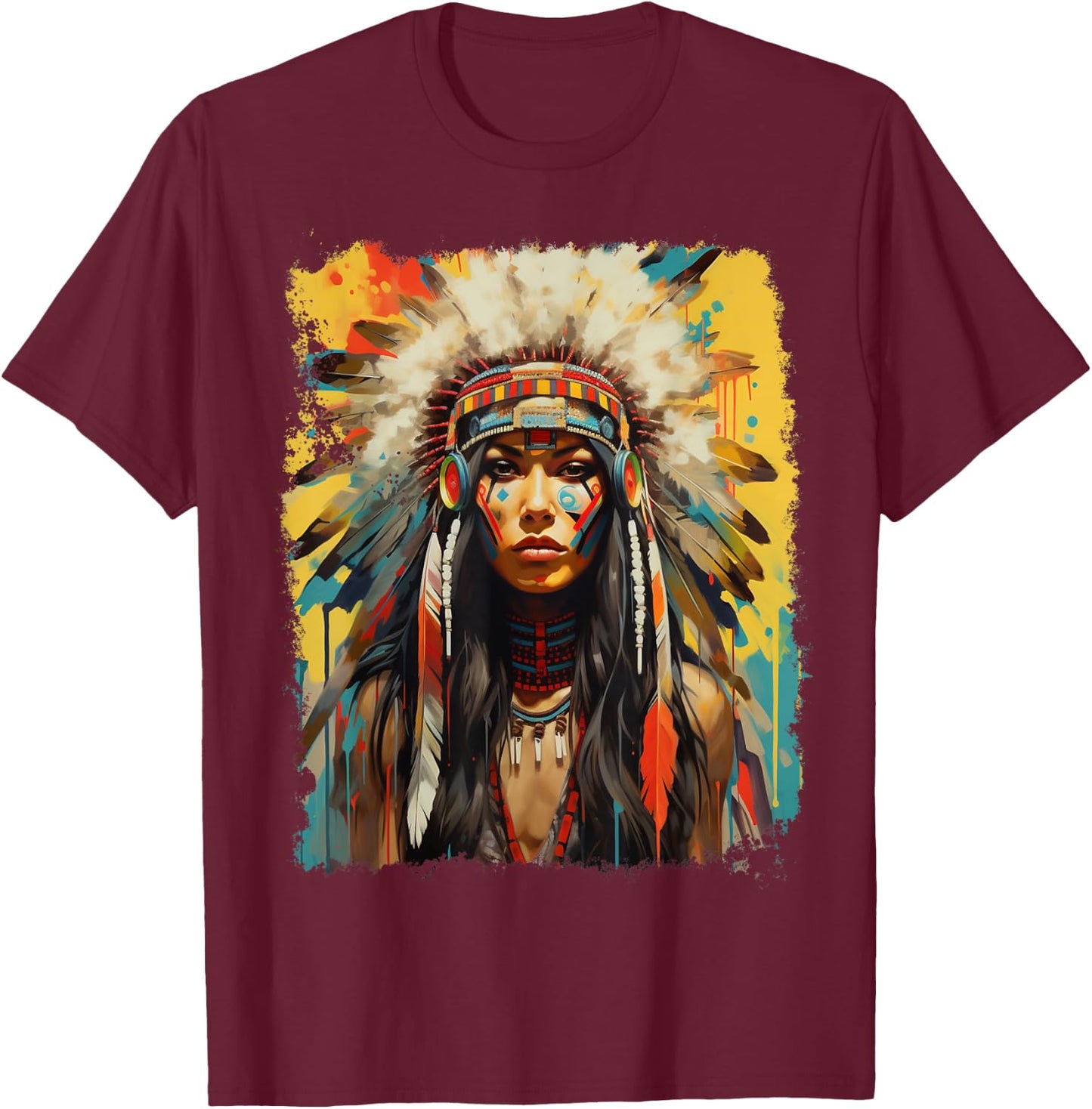 Native Indian T-Shirt - T-Shirt | Maroon