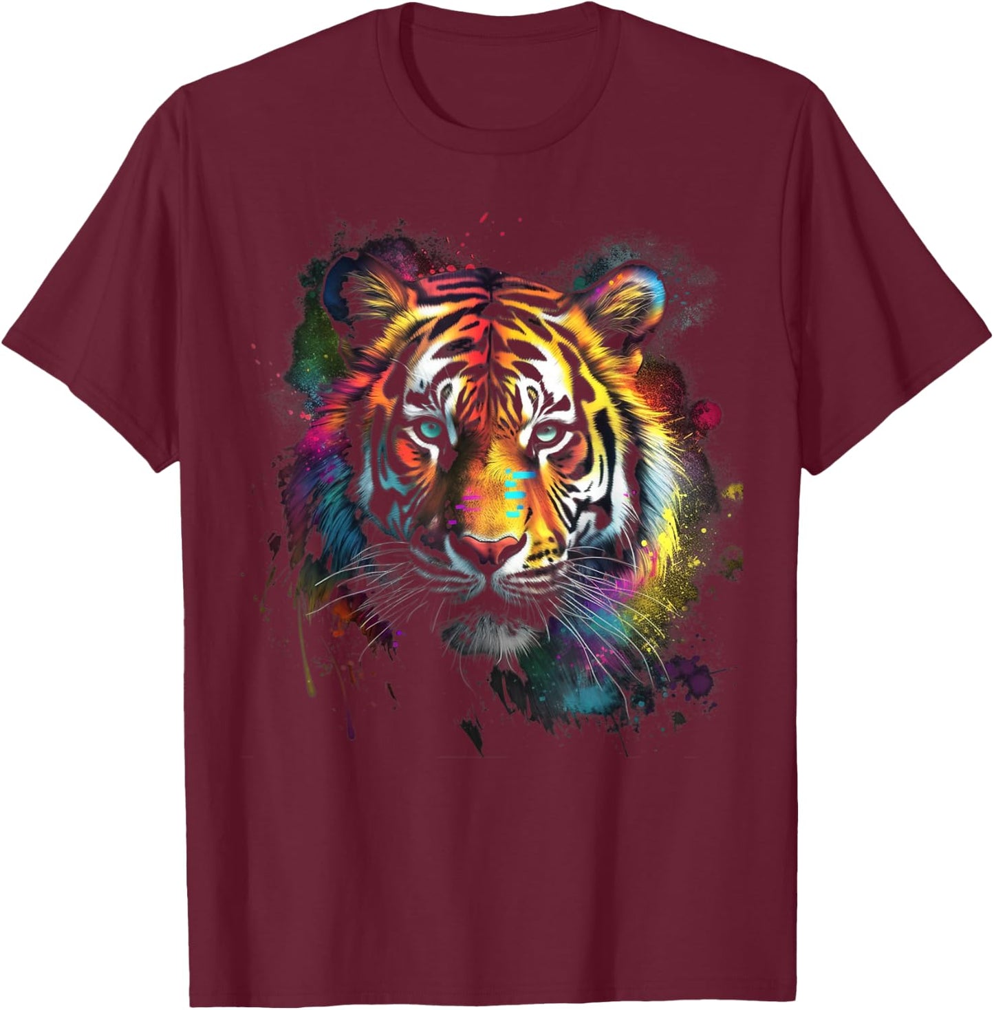 Tiger Animal Pop Art T-Shirt - T-Shirt | Maroon