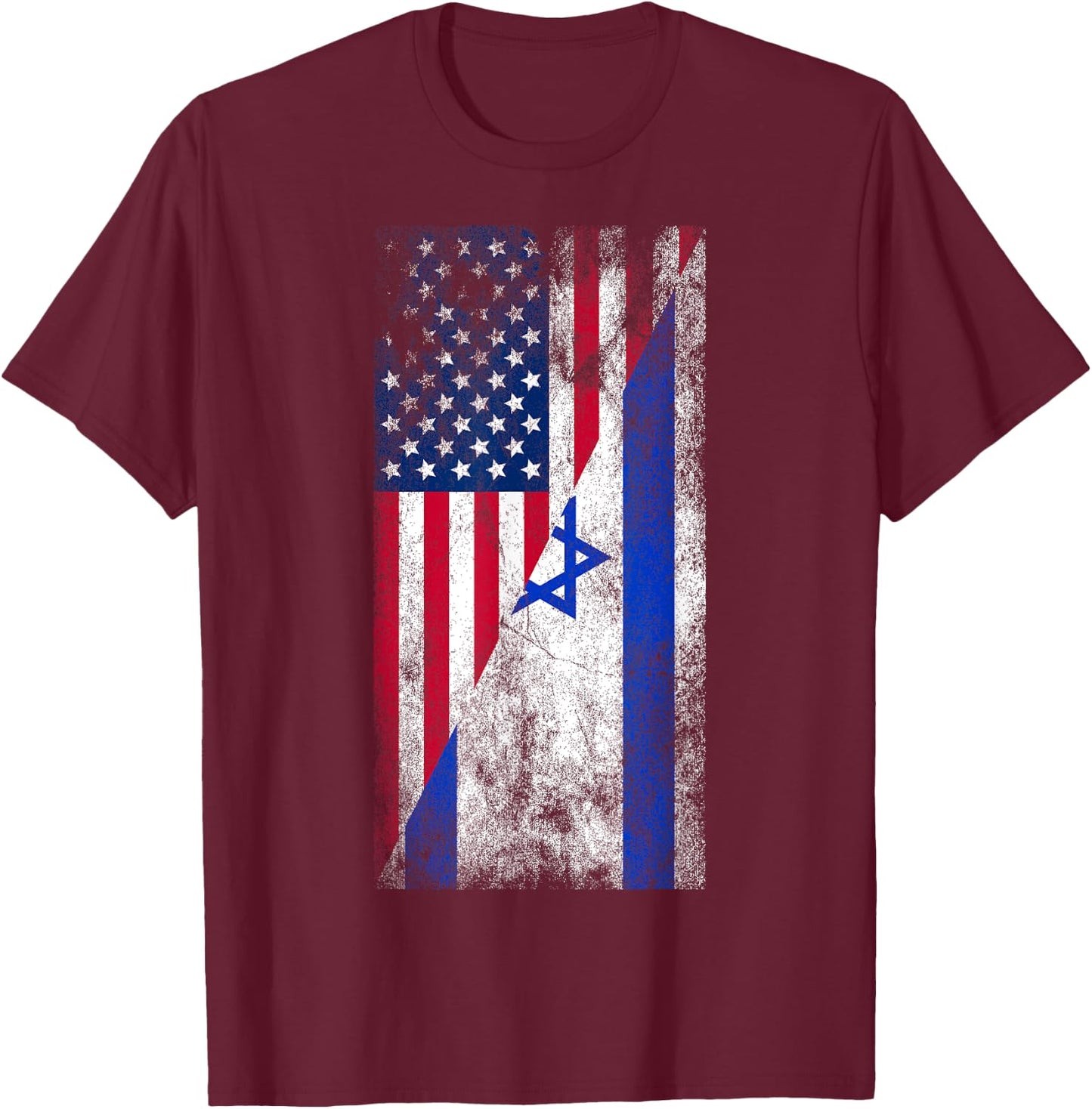 USA Israel Flags - United States of America, Israeli T-Shirt - T-Shirt | Maroon