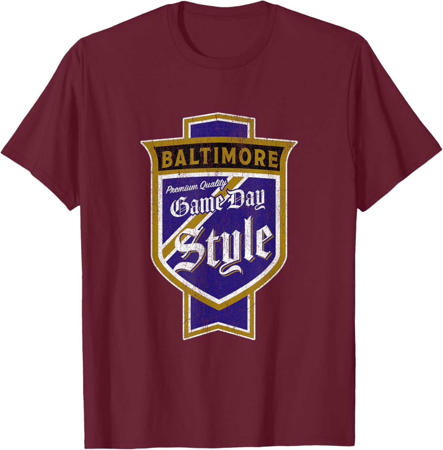 Faded Baltimore Beer Label - Charm City Pride T-Shirt - T-Shirt | Maroon