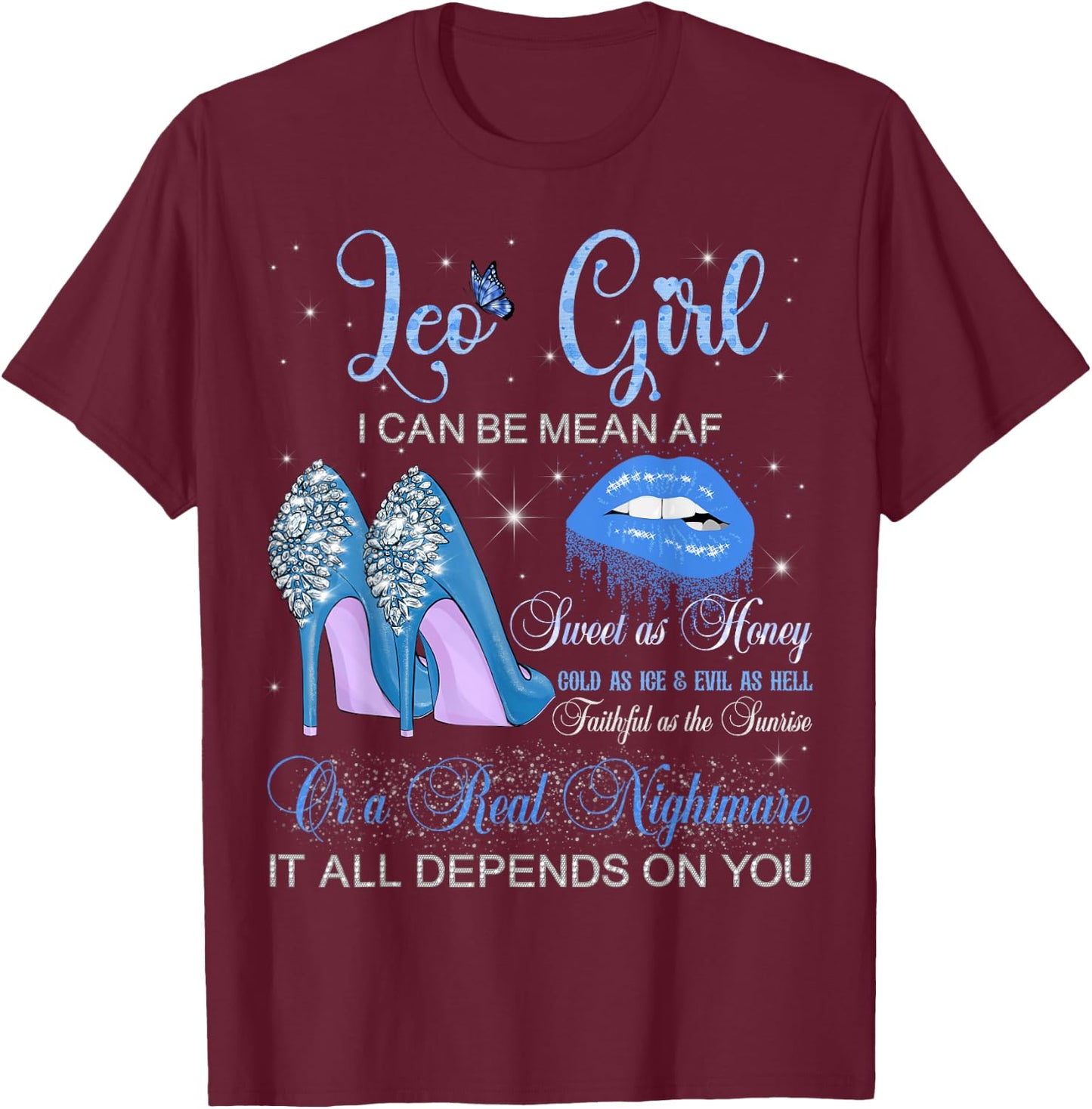Leo Girl Zodiac Birthday Party Women Girls Horoscope T-Shirt - T-Shirt | Maroon