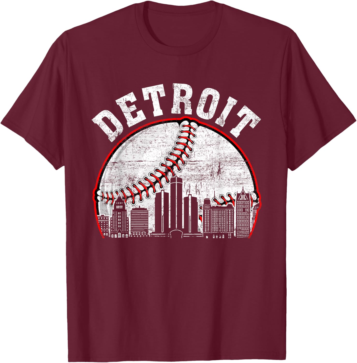 Detroit Vintage Baseball Lover Player Women T-Shirt - T-Shirt | Maroon