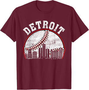 Detroit Vintage Baseball Lover Player Women T-Shirt - T-Shirt | Maroon