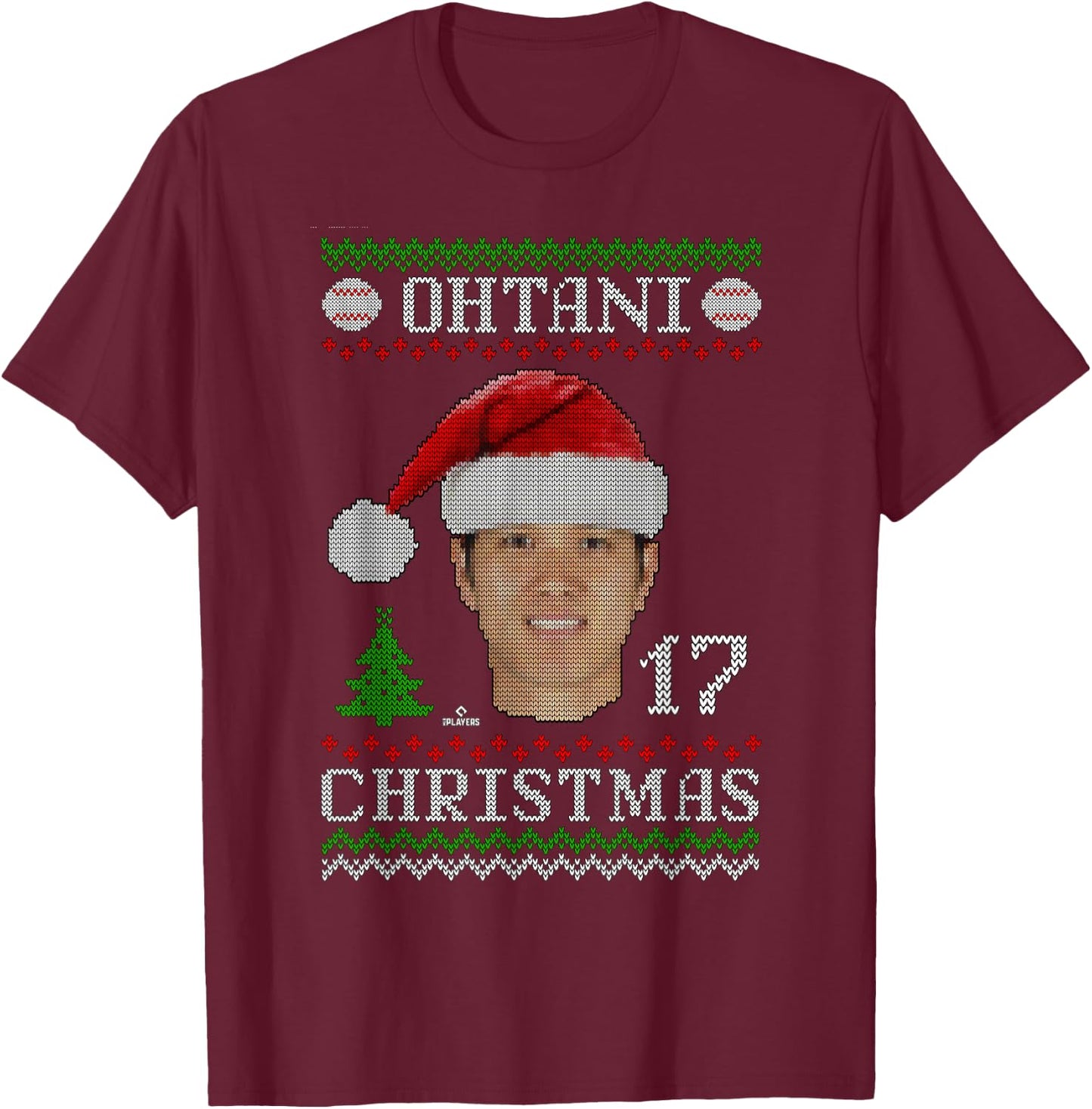 Shohei Ohtani Los Angeles Baseball Christmas Sweater MLBPA T-Shirt - T-Shirt | Maroon