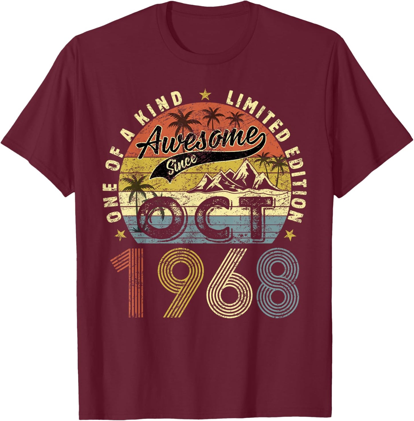 55 Yrs Old Gifts 55th Birthday Men Women Since October 1968 T-Shirt - T-Shirt | Maroon