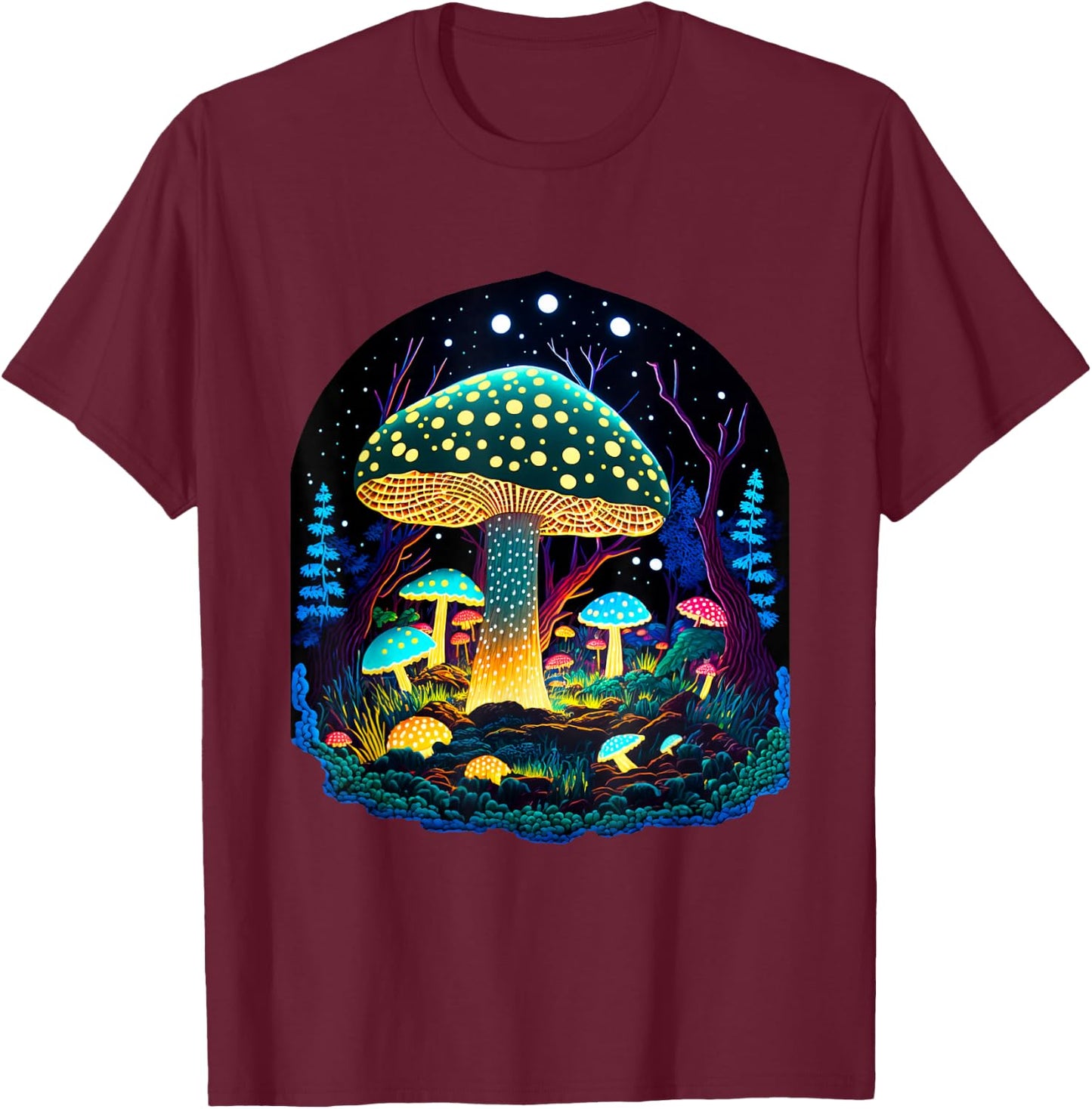Mushroom Whisperer Colorful Fungi Design T-Shirt - T-Shirt | Maroon