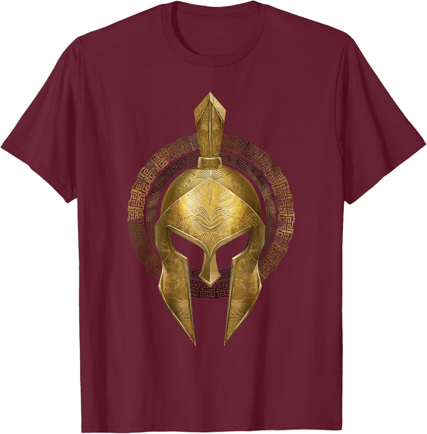 Spartan Helmet Warrior Gold Gladiator Sparta Greek Gym T-Shirt - T-Shirt | Maroon