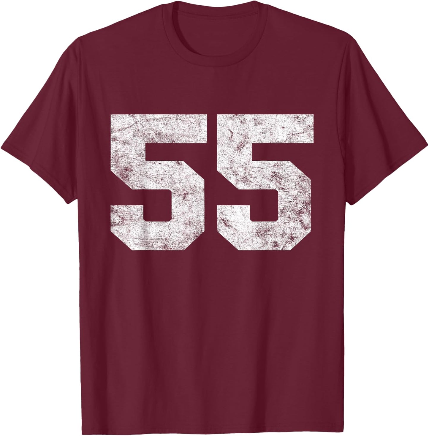 Vintage Lucky Number 55 Birthday Sports Player Team Athlete T-Shirt - T-Shirt | Maroon