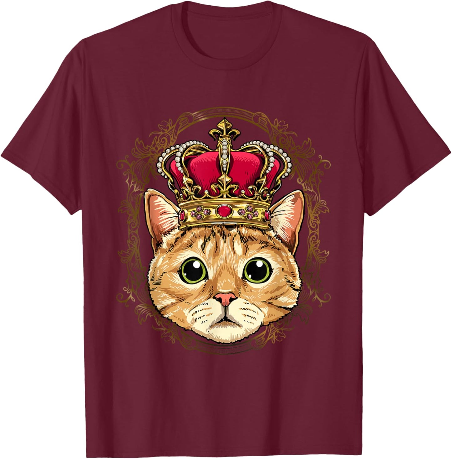 King / Queen Cat Kitten Princess Fur Pet Animal Cat Lover T-Shirt - T-Shirt | Maroon