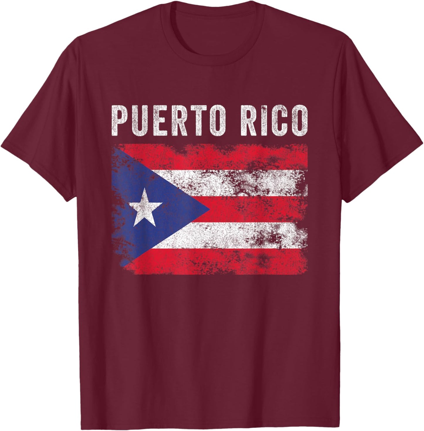 Puerto Rico Flag Distressed - Men Women - Puerto Rican Flag T-Shirt - T-Shirt | Maroon