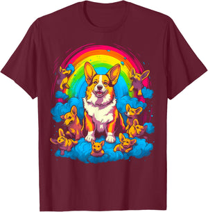 Heaven Dog Welsh Corgi T-Shirt - T-Shirt | Maroon