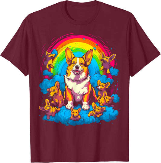 Heaven Dog Welsh Corgi T-Shirt - T-Shirt | Maroon