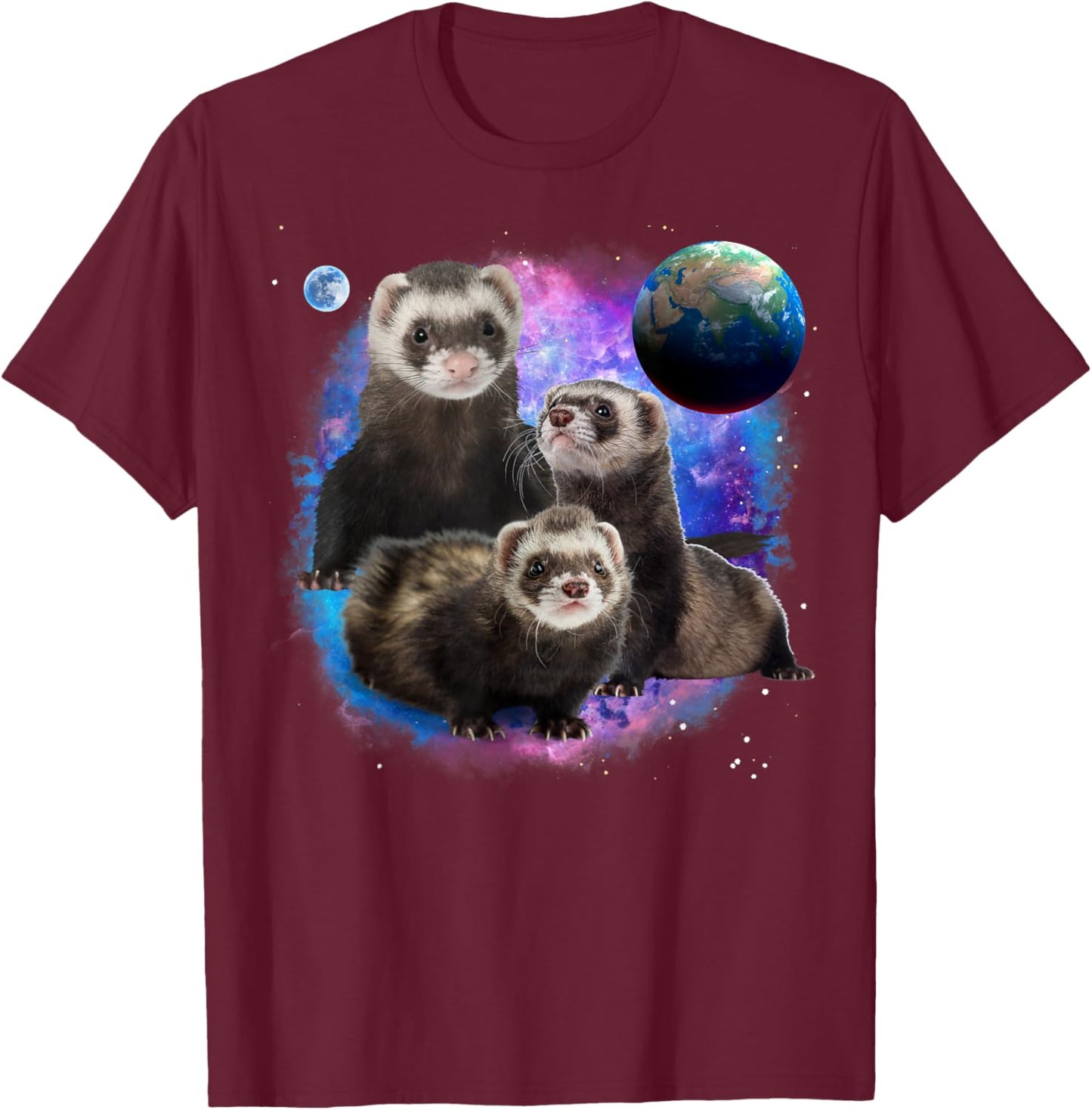 Funny Ferrets in the Galaxy Ferrets T-Shirt - T-Shirt | Maroon