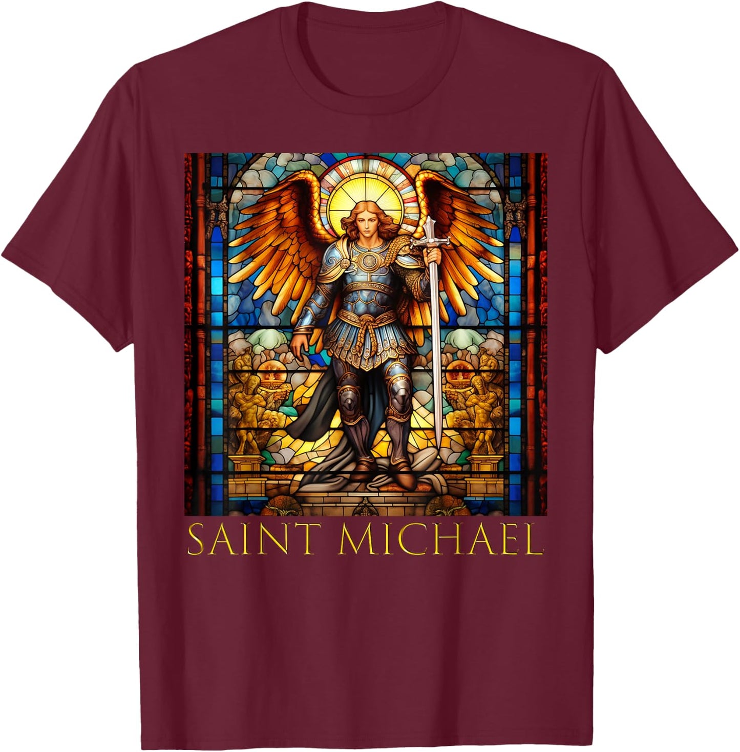 Saint Michael the Archangel T-Shirt - T-Shirt | Maroon