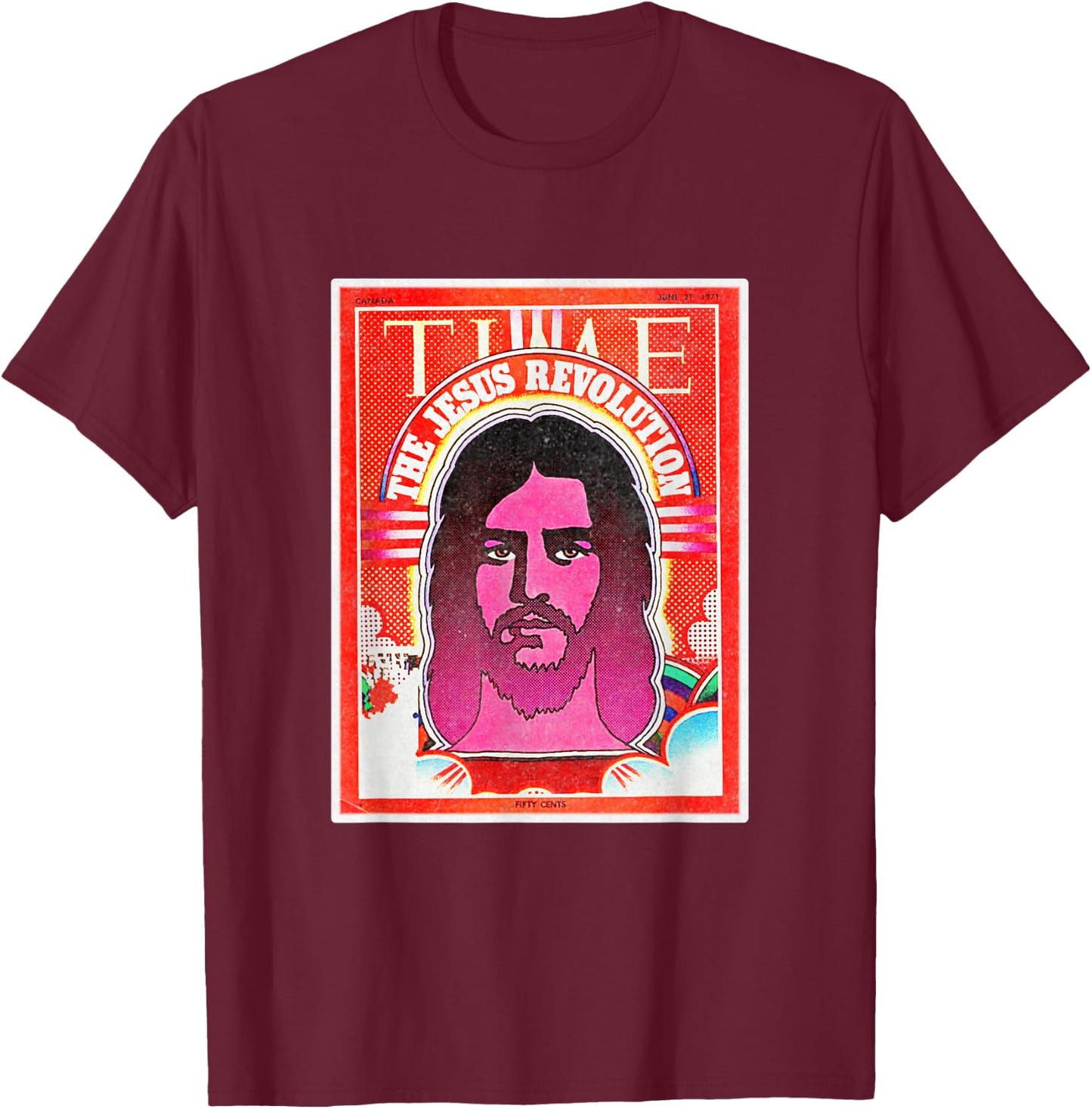 Graphic Jesus Revolution Christian Bible Retro Art Trendy T-Shirt - T-Shirt | Maroon