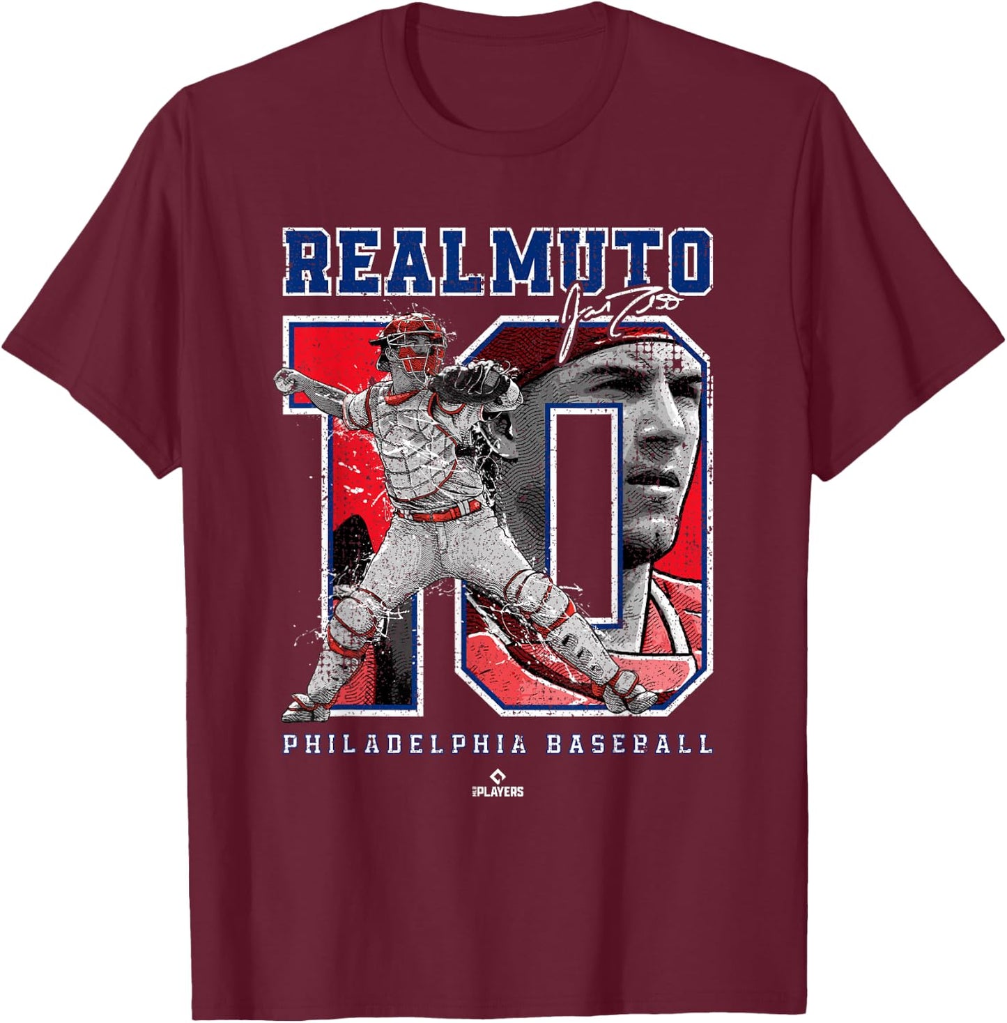 Number and Portrait JT Realmuto Philadelphia MLBPA T-Shirt - T-Shirt | Maroon