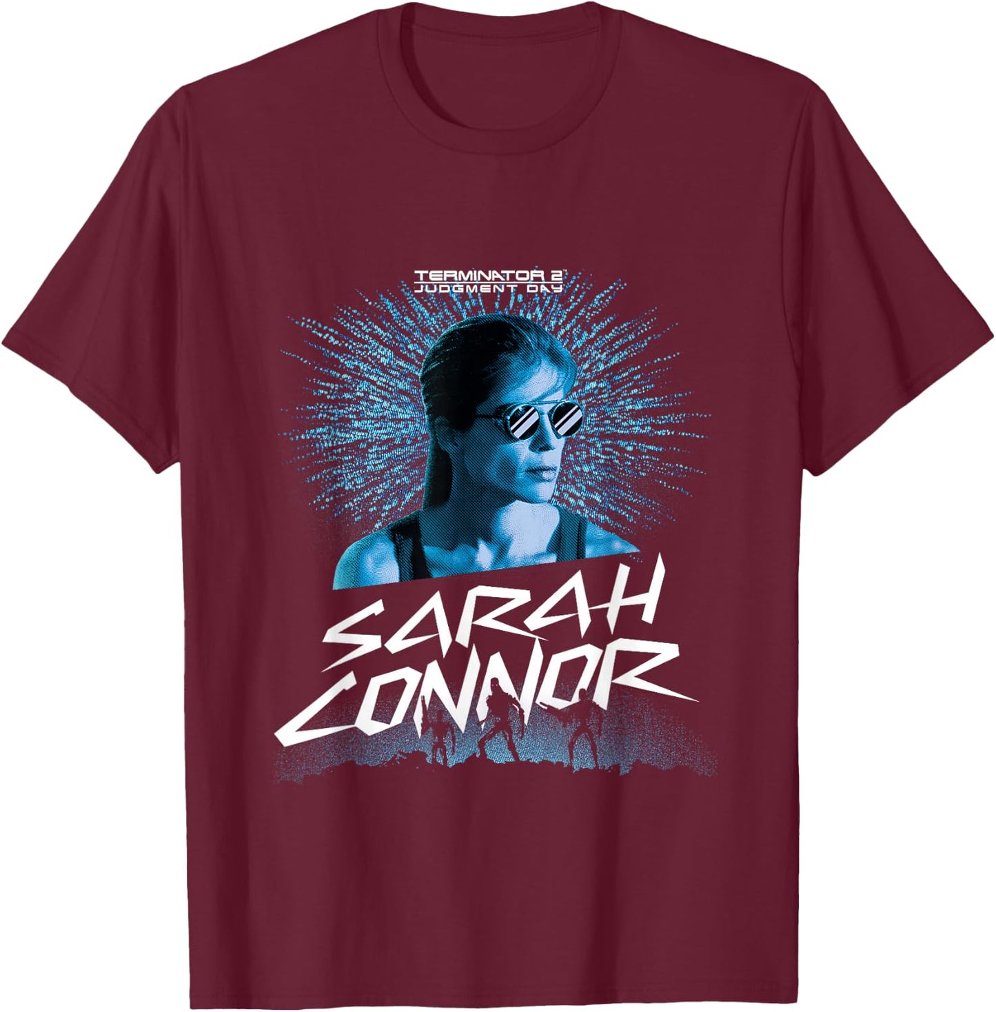 Terminator 2 Judgment Day Sarah Connor Dot Art T-Shirt - T-Shirt | Maroon