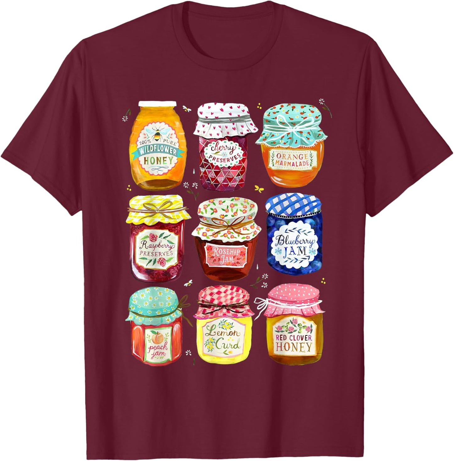 Jam Jars Relaxed Funny Women Kids T-Shirt - T-Shirt | Maroon