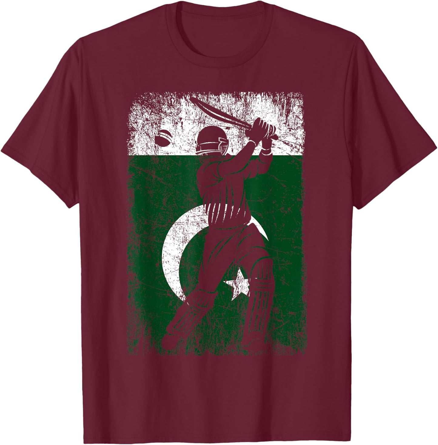 Pakistan Flag Cricket Jersey Fan Player Coach T-Shirt - T-Shirt | Maroon
