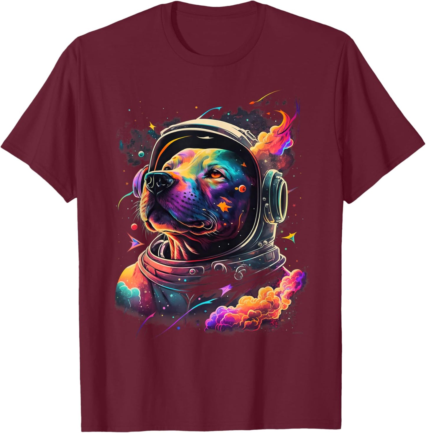 Astronaut PitBull dog Space Galaxy Women Kids T-Shirt - T-Shirt | Maroon