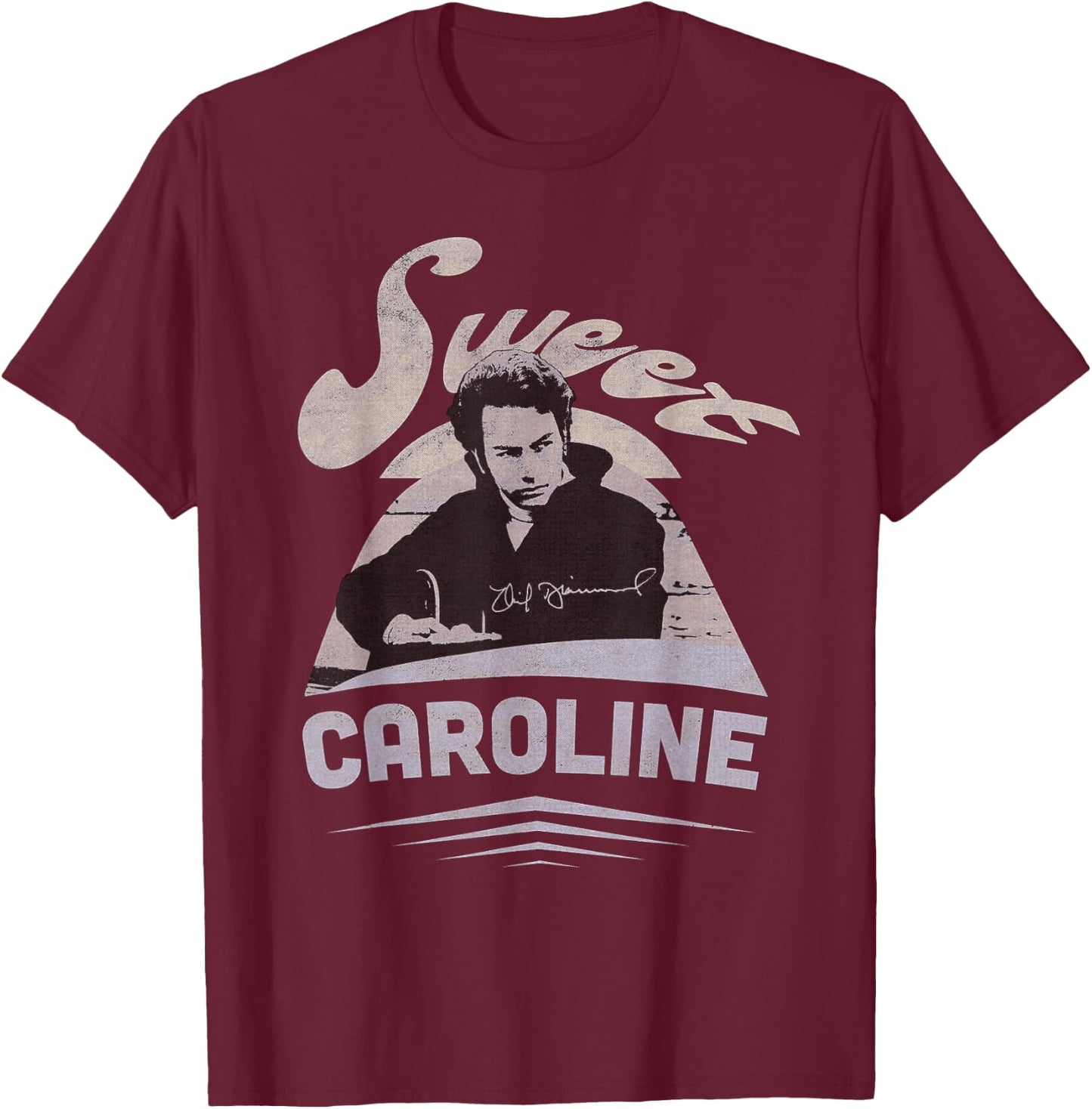 Official Neil Diamond Signature Photo T-Shirt - T-Shirt | Maroon