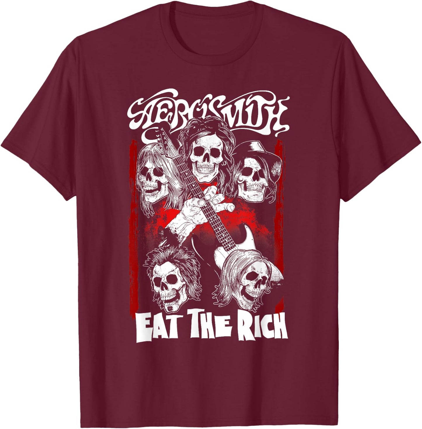Aerosmith Men's Black Modern Letter Print T-Shirt - T-Shirt | Maroon