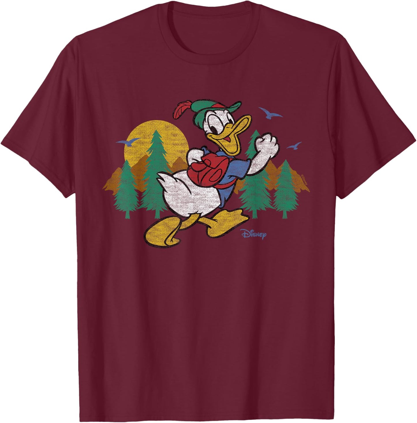 Donald Duck - Donald Hiking T-Shirt - T-Shirt | Maroon