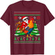 Santa With Rooster Christmas Tree Farmer Ugly Xmas Sweater T-Shirt - T-Shirt | Maroon