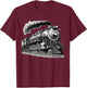 Steam Locomotive Train Vintage 1940s Style Engine Railroad T-Shirt - T-Shirt | Maroon