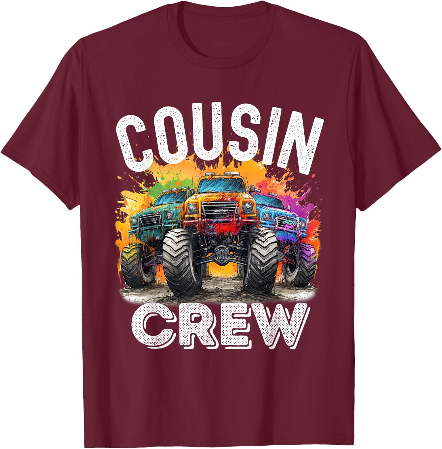 Cousin Crew Monster Truck Squad Boy Matching Family T-Shirt - T-Shirt | Maroon