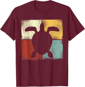 Sea Turtle Tortoise Retro Vintage T-Shirt - T-Shirt | Maroon