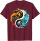 Colorful Taoism Yin Yang Splash on Zen Taijitu Yin Yang T-Shirt - T-Shirt | Maroon