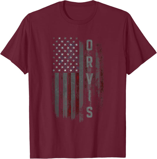 Orvis Family American Flag T-Shirt - T-Shirt | Maroon