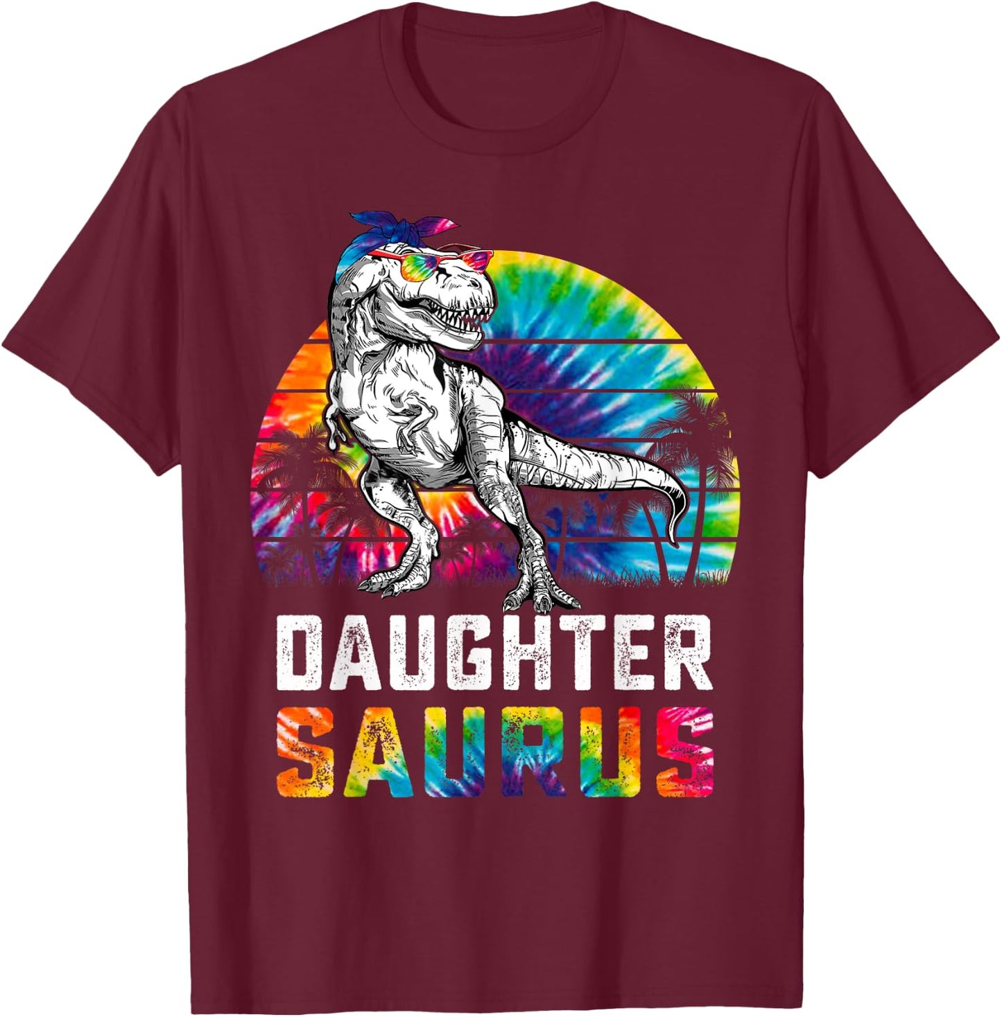 Daughtersaurus T Rex Dinosaur Daughter Saurus Family T-Shirt - T-Shirt | Maroon