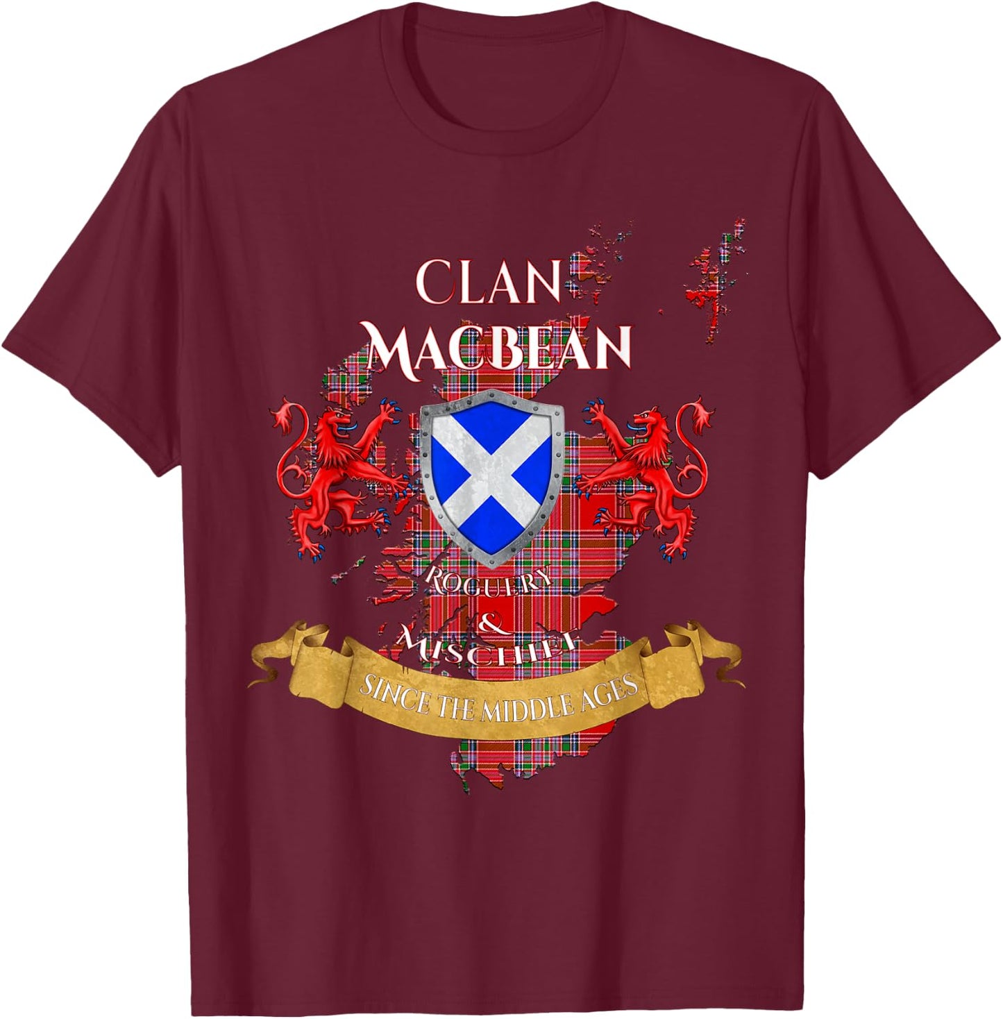 MacBean Scottish Family Clan Middle Ages Mischief T-Shirt - T-Shirt | Maroon