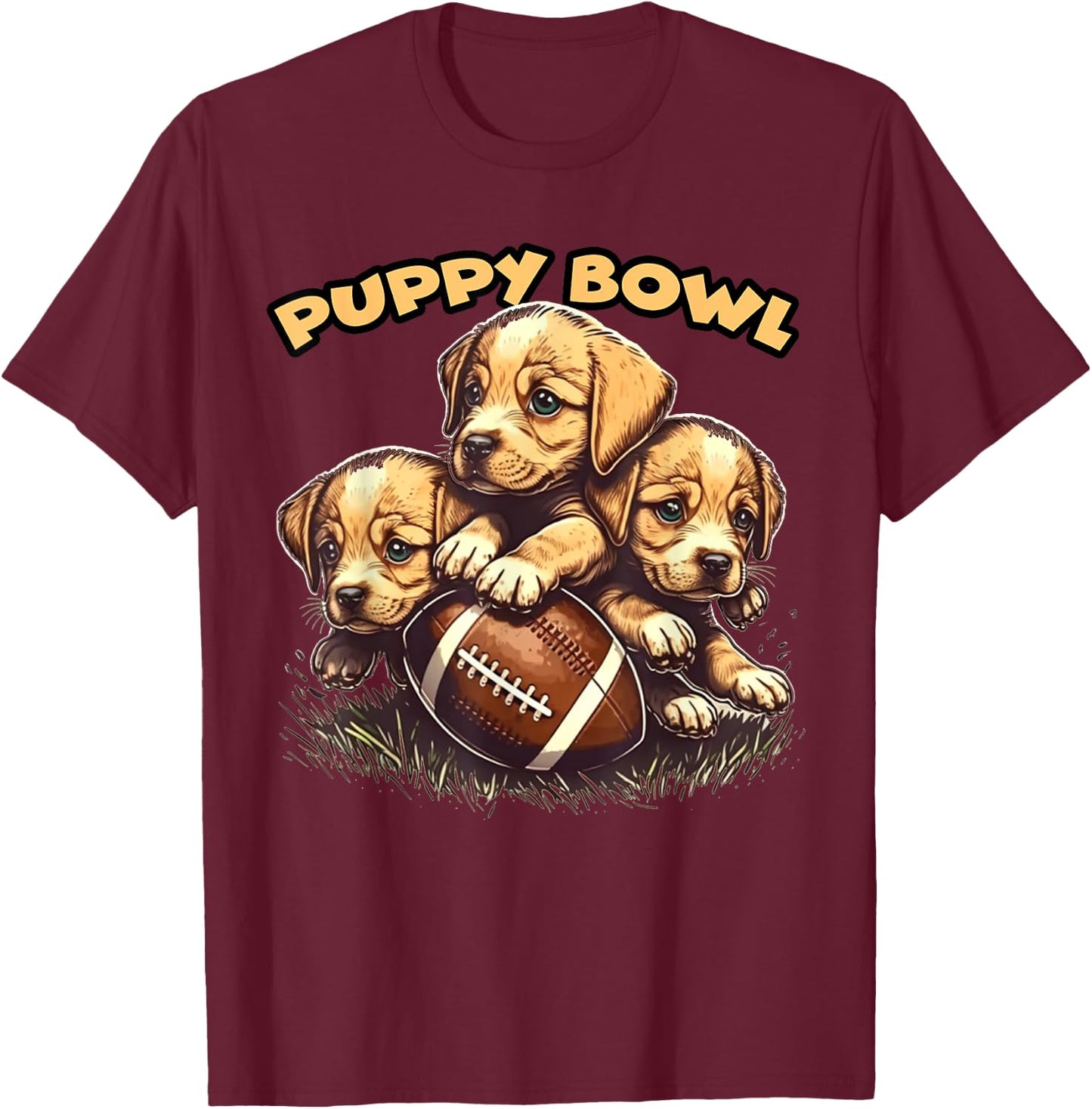 Puppy Bowl Sunday Funny Puppies Puppybowl Dog Fan T-Shirt - T-Shirt | Maroon