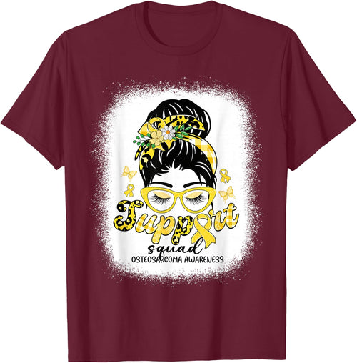 Support Squad Messy Bun Women Osteosarcoma Awareness