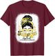 Support Squad Messy Bun Women Osteosarcoma Awareness T-Shirt - T-Shirt | Maroon