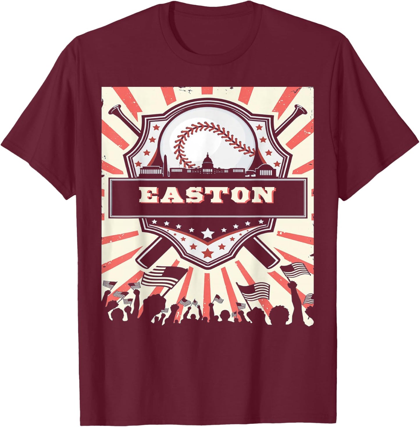 First name Easton Baseball for game day T-Shirt - T-Shirt | Maroon