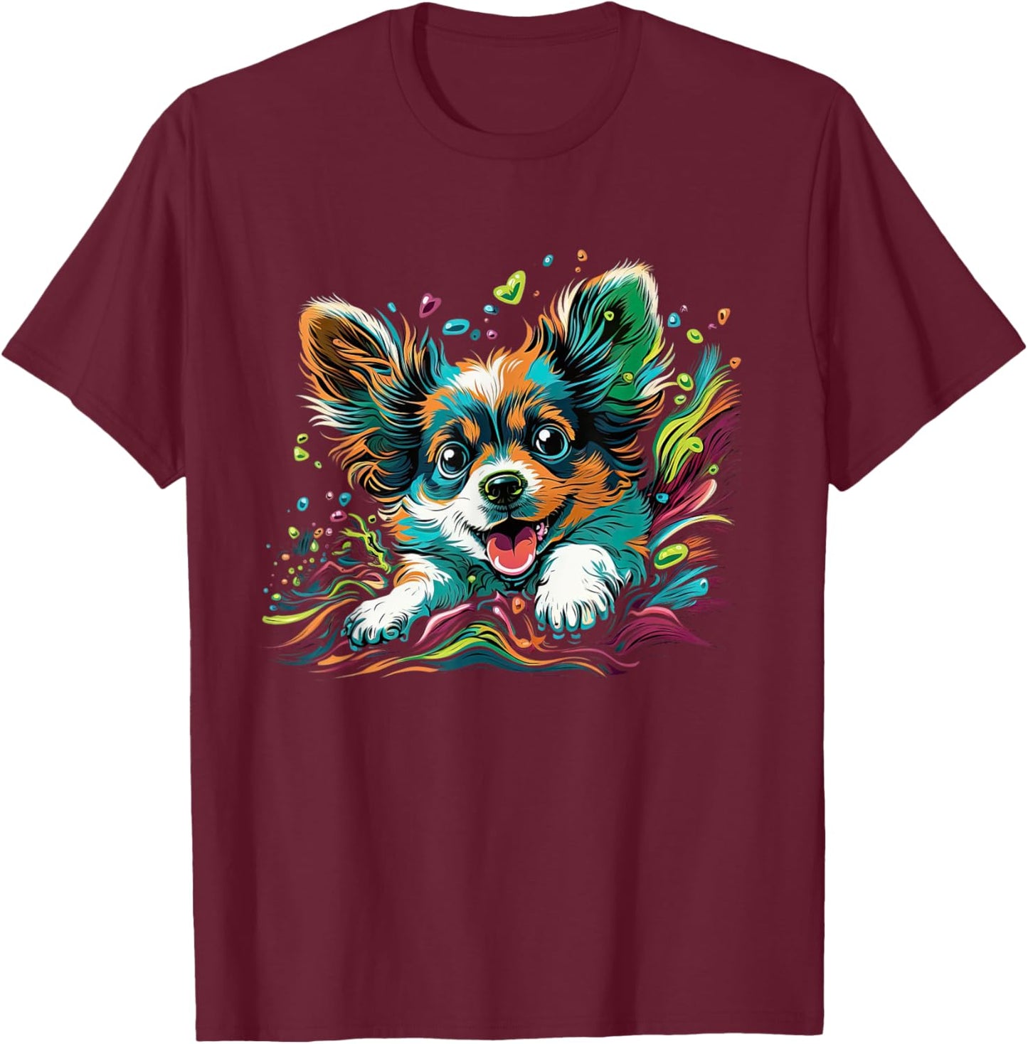 Papillon Dog Owner the cartoon of a Papillon dog Women Girls Kids T-Shirt - T-Shirt | Maroon