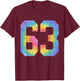 Number 63 Numbered Uniform Sports Team Jersey 63rd Birthday T-Shirt - T-Shirt | Maroon