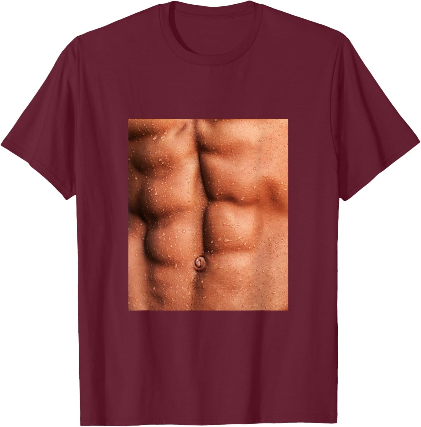 Show Off Your Fake Abs Muscular Novelty Funny T-Shirt - T-Shirt | Maroon
