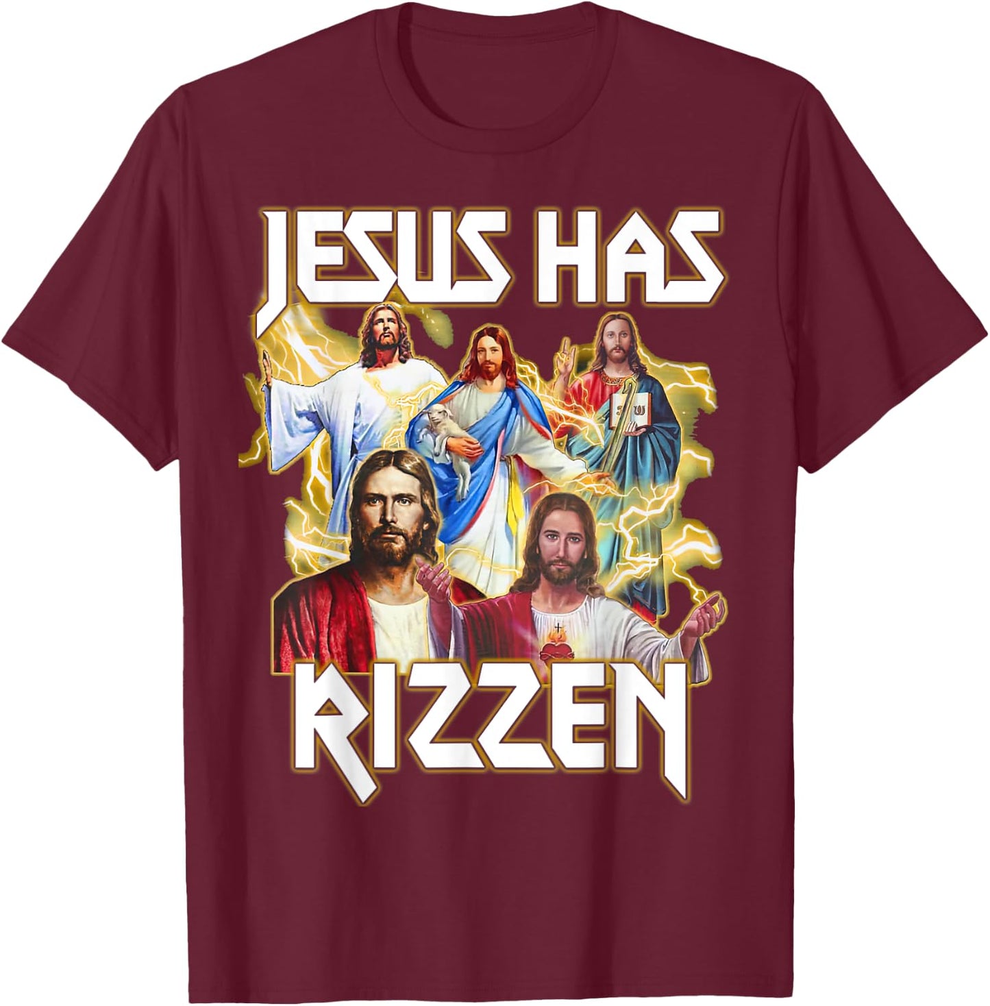 Jesus Has Rizzen, Christian Bible Faith, Christian Religion T-Shirt - T-Shirt | Maroon