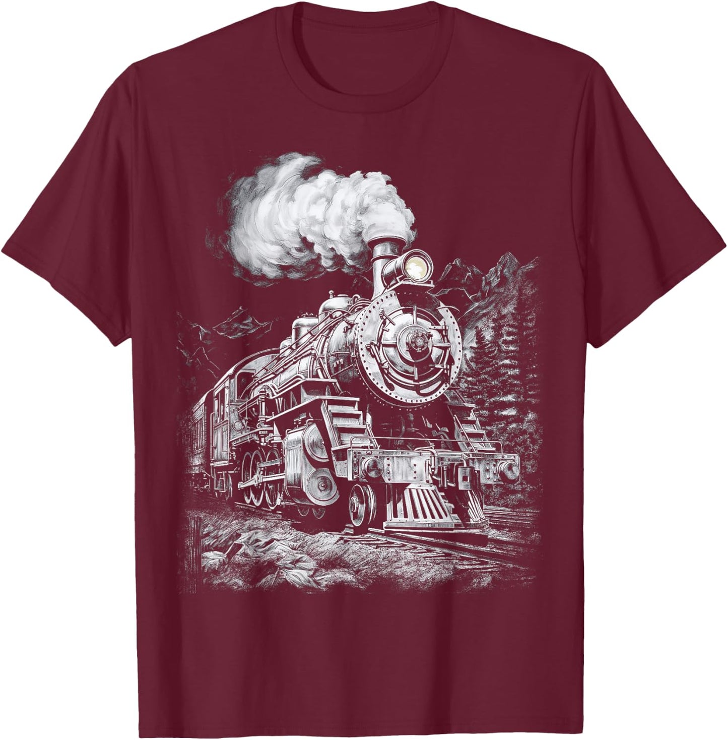 Steam Engine Train Steam Train Locomotive Vintage Train T-Shirt - T-Shirt | Maroon