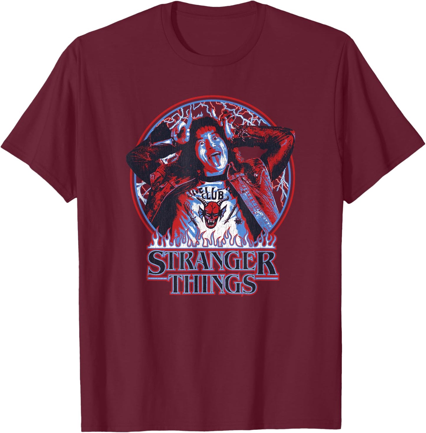 Stranger Things Eddie Munson American Colors Logo T-Shirt - T-Shirt | Maroon