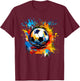 Soccer Ball With Paint Splash T-Shirt - T-Shirt | Maroon