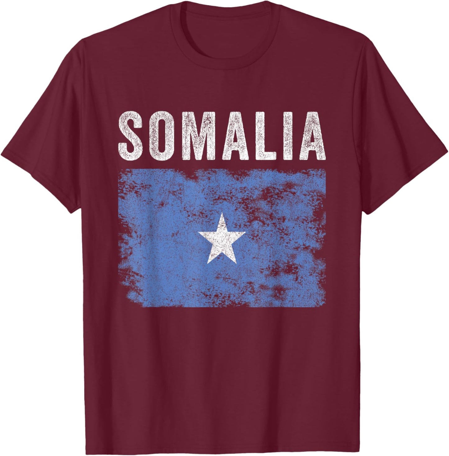 Somalia Flag Distressed - Men Women Kids - Somali Flag T-Shirt - T-Shirt | Maroon