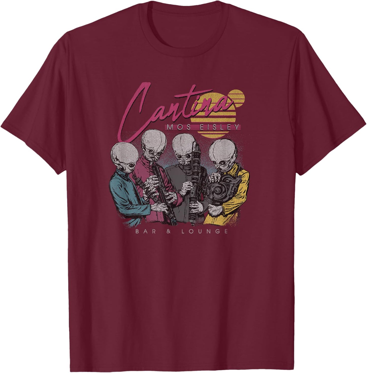 Star Wars Classic Cantina Mos Eisley Bar & Lounge Group Shot T-Shirt - T-Shirt | Maroon